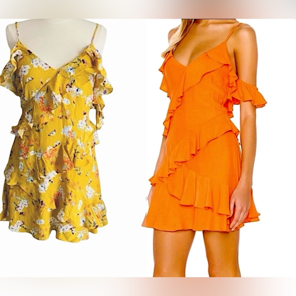 NEW REVOLVE Song of Style Sloan Mini Yellow Floral Tiered Dress Size Small - Picture 7 of 16